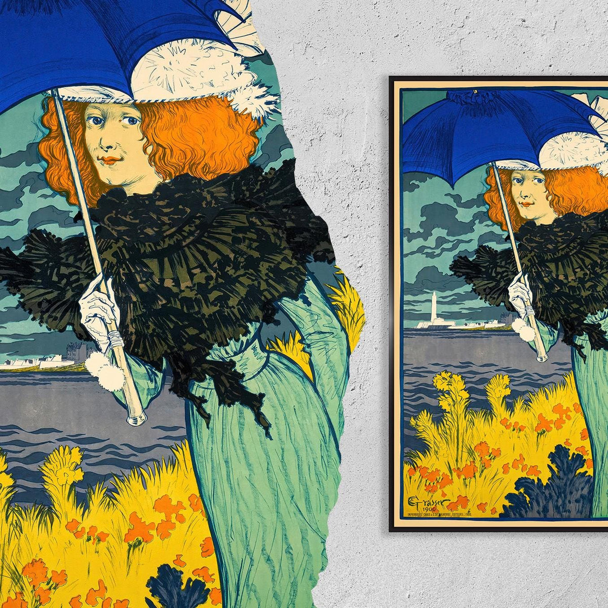 Le parasol bleu · Eugène GRASSET · 1900