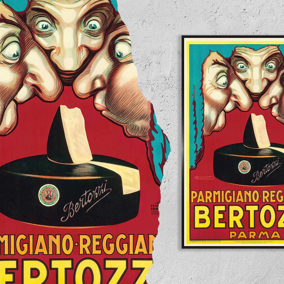 Achille Mauzan · 1930 · Bertozzi Cheese Art · Parmigiano Reggiano Reproduction · Kitchen Wall Decor