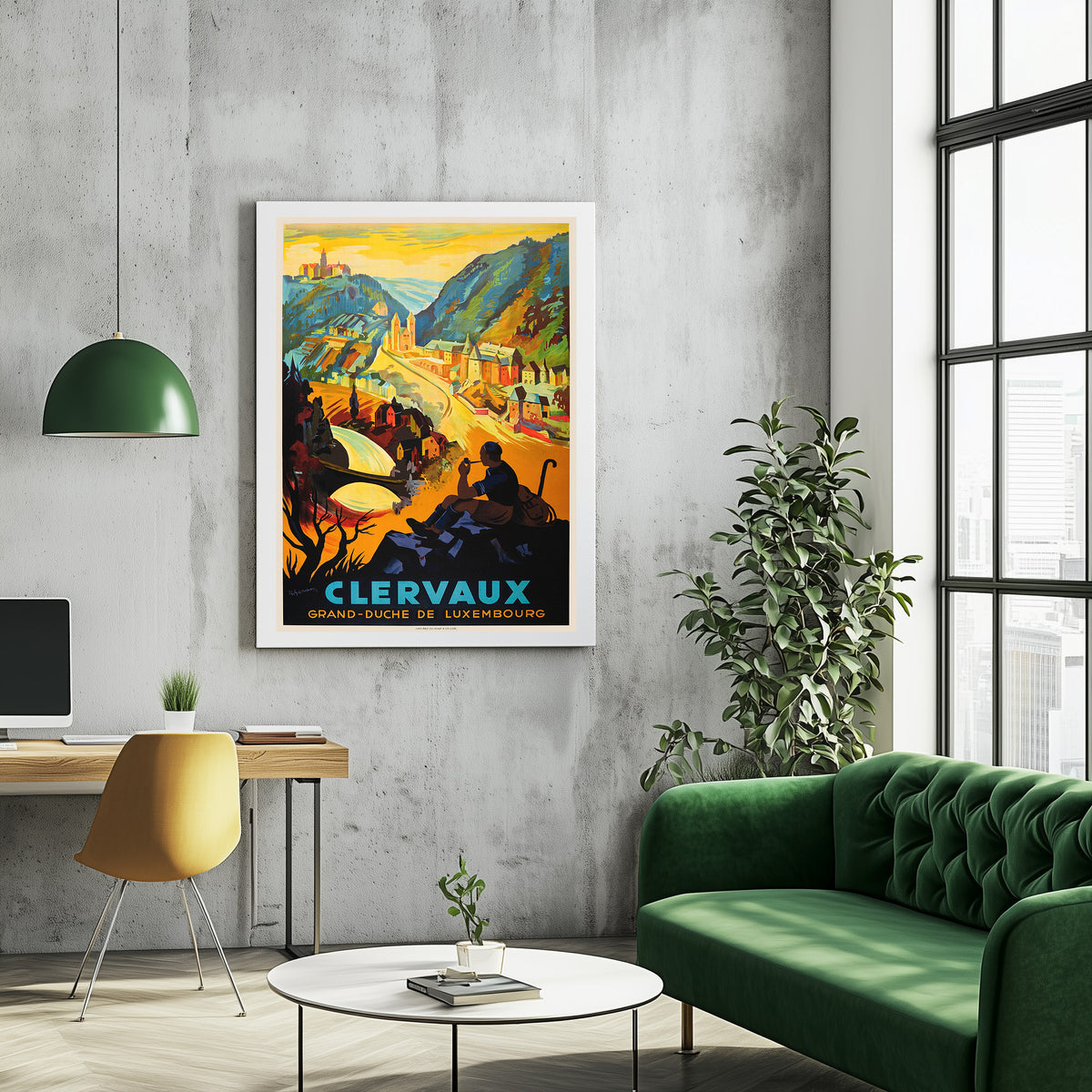 Hi-Res Print - A4, A3...20x30 Zoll... Werbeplakat für Clerf - Großherzogtum, Luxemburg, 1935 - Vintage-Reiseplakat