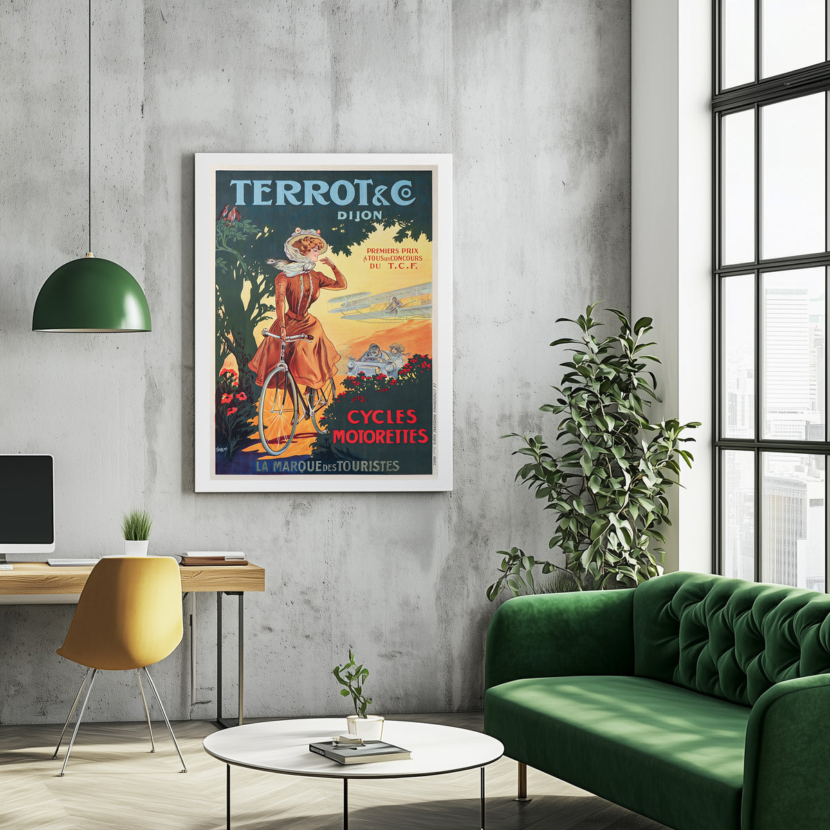 Hochauflösender Druck - A4, A3...20x30 Zoll... Fahrräder Motorräder, Terrot und C, Dijon du TCF, La Marque Des Touristes - Vintage Fahrradwerbeplakat