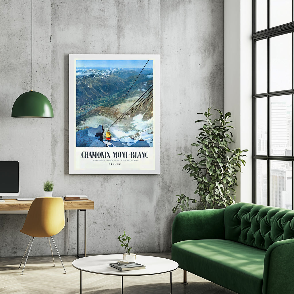 Reisen in Frankreich, Chamonix-Mont-Blanc, Frankreich, 1956 – Vintage-Reiseplakat