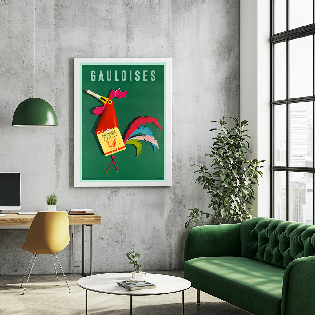 Hi-Res Druck - A4, A3...20x30 Zoll... Zigaretten Gauloises, Donald Brun, 1964 - Frankreich Tabakwerbeplakat