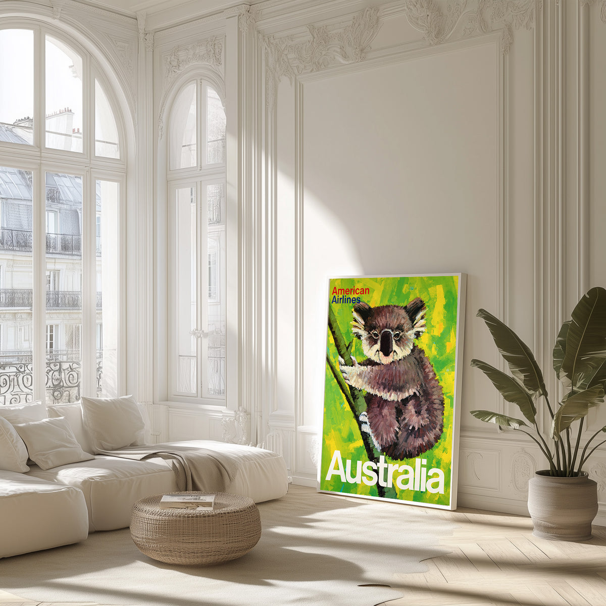 Hi-Res Print - A4, A3...20x30 Zoll... American Airlines, Australien, 1970, Koala - Vintage Airline Poster