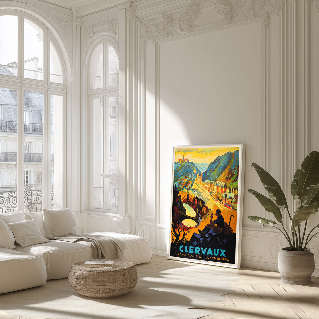 Hi-Res Print - A4, A3...20x30 Zoll... Werbeplakat für Clerf - Großherzogtum, Luxemburg, 1935 - Vintage-Reiseplakat