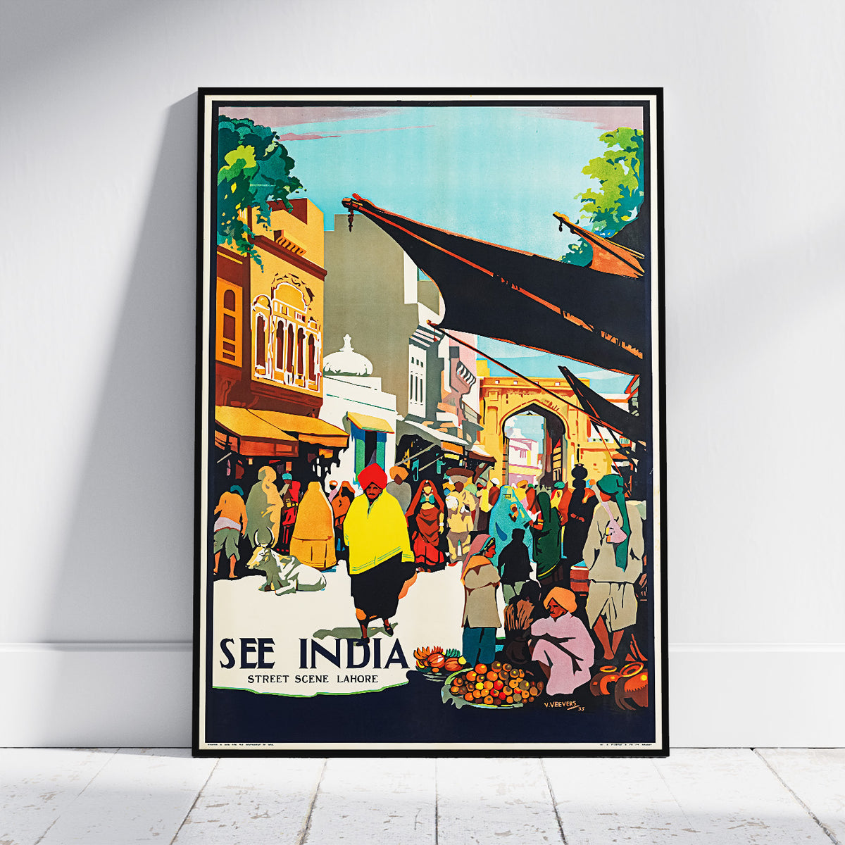 Vintage Fine Art Poster - A4, A1...20x30 Zoll... Straßenszene Lahore, See India - Vintage Reiseplakat