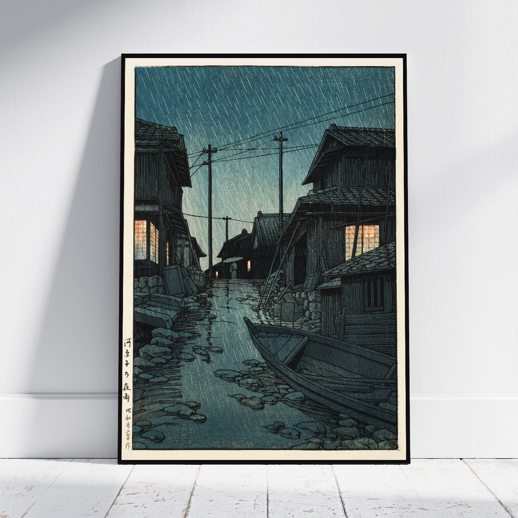 Kawarago Night Rain · Kawase Hasui Ukiyo-e