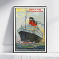 A framed vintage travel poster for the S.S.