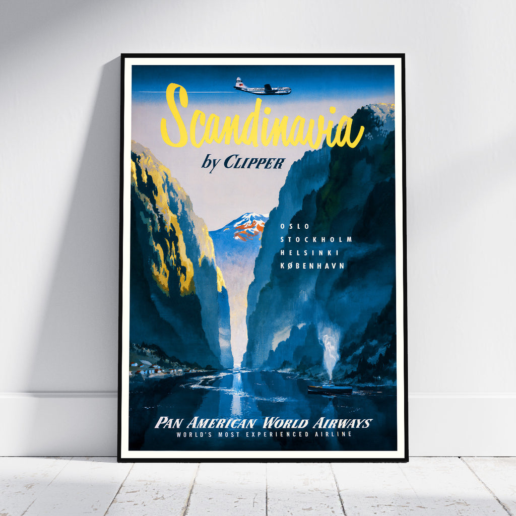 Hi-Res Print - A4, A3...20x30 Zoll... Pan Am (Pan American World Airways) Skandinavien - Vintage Fluglinien-Reiseplakat
