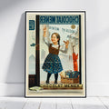 Vintage Kunstdruckposter – A4, A3... 20x30 Zoll... Chocolat Menier, Fillette de face écrivant sur une vitrine, Firmin Bouisset, Frankreich Druck