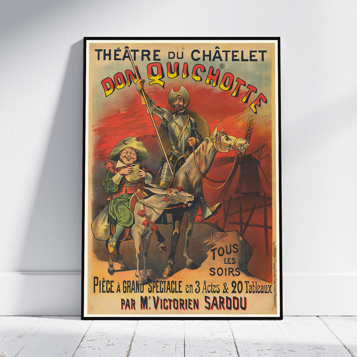 Vintage Kunstdruck-Poster - A4, A3...20x30 Zoll... Théatre du Chatelet. Don Quichotte, 1895, Paris, Alfred Choubrac, Spectacle Ad Print