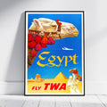 Hi-Res Print - DIN A4, DIN A3...20x30 Zoll... Fliege TWA, Besuche Ägypten - Vintage Werbe Airline Poster